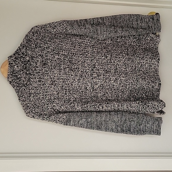 John + Jenn Knit Ribbed sweater White Black Chunky Mockneck sz.L Wool Blend Soft - Picture 9 of 16